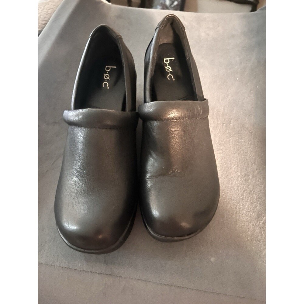 Borne B.O.C Women’s 9 Clogs Black Leather Slip On Work Office Business